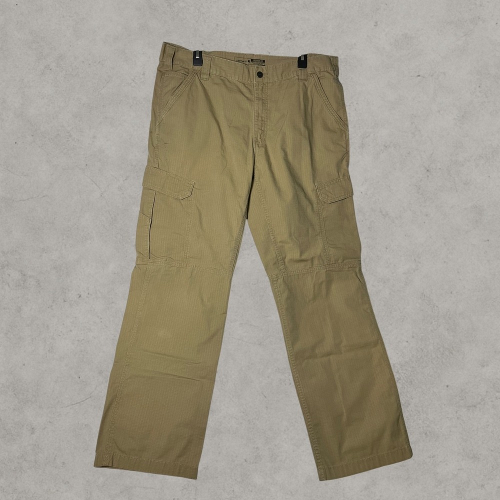 Carhartt Mens Straight Fit Ripstop Cargo Pants Tan Khaki Work Trousers 38x32